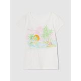 Gap Kız Çocuk Beyaz Grafik Baskılı T-Shirt - XS