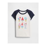 GAP Kız Çocuk Beyaz Grafik Baskılı T-Shirt