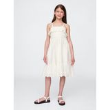 Gap Kız Çocuk Beyaz Kids Smocked Ruffle Midi Elbise - XS