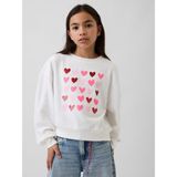 Gap Kız Çocuk Beyaz Oversized Wedge Flippy-Sequin Grafik Baskılı Sweatshirt - 8 Yaş