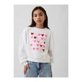 Gap Kız Çocuk Beyaz Oversized Wedge Flippy-Sequin Grafik Baskılı Sweatshirt