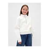 GAP Kız Çocuk Beyaz VintageSoft Logo Yarım Fermuarlı Pullover Sweatshirt