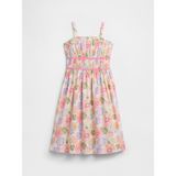 Gap Kız Çocuk Çok Renkli Baskılı Smocked Midi Elbise - 8 Yaş