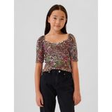 Gap Kız Çocuk Çok Renkli Kalp Yaka Balon Kol T-Shirt - M