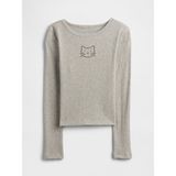 Gap Kız Çocuk Gri Fitilli Pointelle T-Shirt - XS