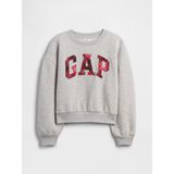 Gap Kız Çocuk Gri Oversized Gap Logo Grafik Baskılı Sweatshirt