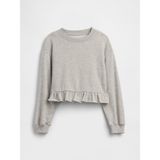 Gap Kız Çocuk Gri Relaxed Fransız Havlu Kumaş Peplum Sweatshirt - 4 - 5 Yaş