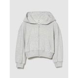 Gap Kız Çocuk Gri Vintagesoft Terry Oversized Crop Logo Fermuarlı Sweatshirt - 4 - 5 Yaş