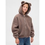 Gap Kız Çocuk Kahverengi Oversized Bear Fermuarlı Sweatshirt - 8 Yaş