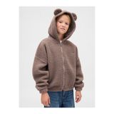GAP Kız Çocuk Kahverengi Oversized Bear Fermuarlı Sweatshirt