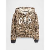 Gap Kız Çocuk Kahverengi Relaxed Gap Logo Fermuarlı Kapüşonlu Sweatshirt - XS