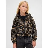 GAP Kız Çocuk Kahverengi Sherpa Relaxed Fermuarlı Sweatshirt, 6-7 Yaş