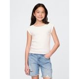 GAP Kız Çocuk Kırık Beyaz Dantel Yaka Pointelle T-shirt
