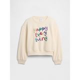 Gap Kız Çocuk Kırık Beyaz Oversized Gap Logo Grafik Baskılı Sweatshirt - 4 - 5 Yaş