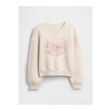 GAP Kız Çocuk Kırık Beyaz Oversized Grafik Sweatshirt