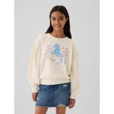 Gap Kız Çocuk Kırık Beyaz Relaxed Flippy-Sequin Grafikli Fransız Havlu Kumaş Sweatshirt - 2XL