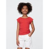GAP Kız Çocuk Kırmızı Dantel Yaka Pointelle T-Shirt