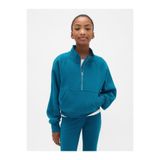 GAP Kız Çocuk Koyu Mavi VintageSoft Logo Yarım Fermuarlı Pullover Sweatshirt
