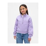 GAP Kız Çocuk Lila VintageSoft Logo Yarım Fermuarlı Pullover Sweatshirt