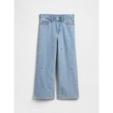 Gap Kız Çocuk Mavi High Rise Papatya Işlemeli Wide-Leg Jean Pantolon - 10 Yaş