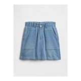 GAP Kız Çocuk Mavi Paperbag Sweatpant Jean Utility Etek