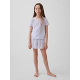 Gap Kız Çocuk Mavi Recycled Pointelle Pijama Şort Takım - 6
