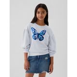 Gap Kız Çocuk Mavi Relaxed Flippy-Sequin Grafikli Fransız Havlu Kumaş Sweatshirt - 2XL
