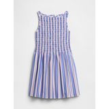 Gap Kız Çocuk Mavi Smocked Poplin Elbise - 8 Yaş