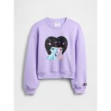Gap Kız Çocuk Mor Disney Lilo ve Stitch Oversized Grafik Baskılı Sweatshirt - 12 Yaş