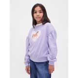 GAP Kız Çocuk Mor Relaxed Sweatshirt, Flippy-Sequin Grafikli, 10 Yaş
