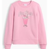 Gap Kız Çocuk Pembe Bisiklet Yaka Grafik Baskılı Sweatshirt