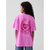 Gap Kız Çocuk Pembe Gap Kalp Logo Oversized Tunik T-Shirt - XS