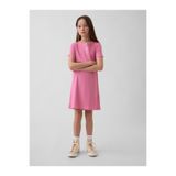 GAP Kız Çocuk Pembe Logo Fitilli T-Shirt Elbise