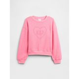Gap Kız Çocuk Pembe Oversized Gap Logo Grafik Baskılı Sweatshirt - 12 Yaş