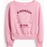 Gap Kız Çocuk Pembe Relaxed Bisiklet Yaka Grafik Baskılı Sweatshirt