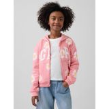 Gap Kız Çocuk Pembe Relaxed Gap Logo Fransız Havlu Kumaş Fermuarlı Sweatshirt - 12 Yaş