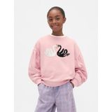 GAP Kız Çocuk Pembe Relaxed Sweatshirt, Flippy-Sequin Grafikli, 12 Yaş