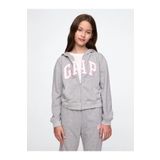 GAP Kız Çocuk Relaxed Gap Logo Fermuarlı Sweatshirt Gri