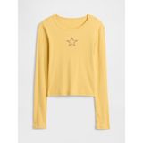 Gap Kız Çocuk Sarı Fitilli Pointelle T-Shirt - XS