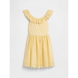 Gap Kız Çocuk Sarı Kids Eyelet Volan Elbise - 4 - 5 Yaş