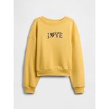 Gap Kız Çocuk Sarı Oversized Bisiklet Yaka Sweatshirt - XS