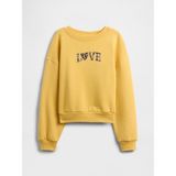 Gap Kız Çocuk Sarı Oversized Bisiklet Yaka Sweatshirt