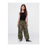 GAP Kız Çocuk Siyah Baskılı Poplin Baggy Jogger Pantolon