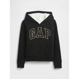 GAP Kız Çocuk Siyah Gap Logo Fermuarlı Sherpa Sweatshirt