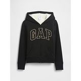 Gap Kız Çocuk Siyah Logo Kapüşonlu Sherpa Fermuarlı Sweatshirt Uzun Kollu Kanguru Cep - 8 Yaş