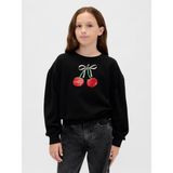 Gap Kız Çocuk Siyah Relaxed Flippy-Sequin Grafikli Sweatshirt - XL