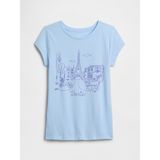 GAP Kız Çocuk T-Shirt, Açık Mavi, Grafik Baskılı, 6-7 Yaş