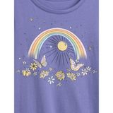 GAP Kız Çocuk T-Shirt, Grafik Baskılı, Lila, 6-7 Yaş