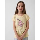 GAP Kız Çocuk T-Shirt, Sarı, Grafik Baskılı, 4-5 Yaş