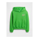 GAP Kız Çocuk Yeşil Relaxed Logo Kapüşonlu Sweatshirt